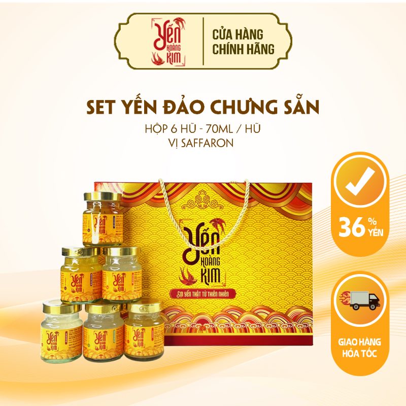 Hộp quà Yến Chưng Sẵn Saffaron 6 hũ